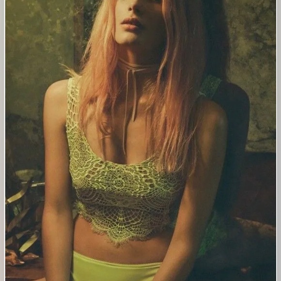 For Love and Lemons Skivvies Spring Fling Crop Top Yellow Bralette size M - Picture 4 of 8